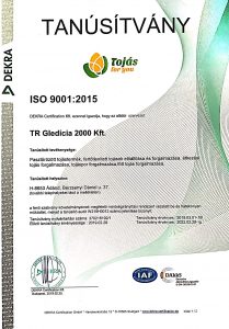 ISO 9001: 2015 Tanúsítvány